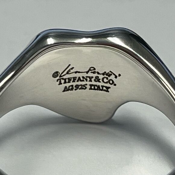 Tiffany & Co Elsa Peretti Full Heart Ring - Silver - sz 7.5 - Picture 4 of 7